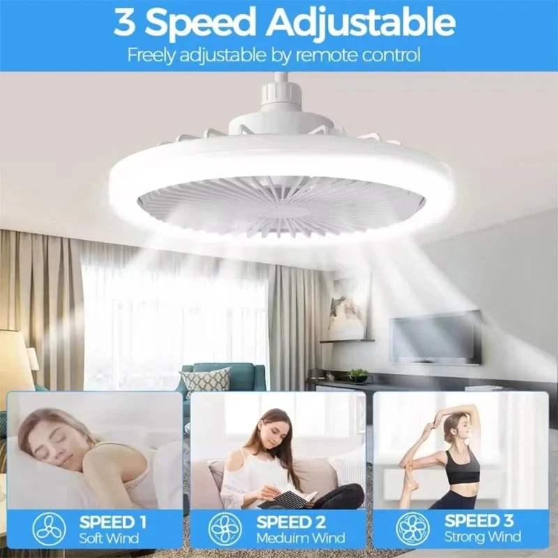 Smart Home Ventilation - Rotatable 3in1 Ceiling Fan Light E27