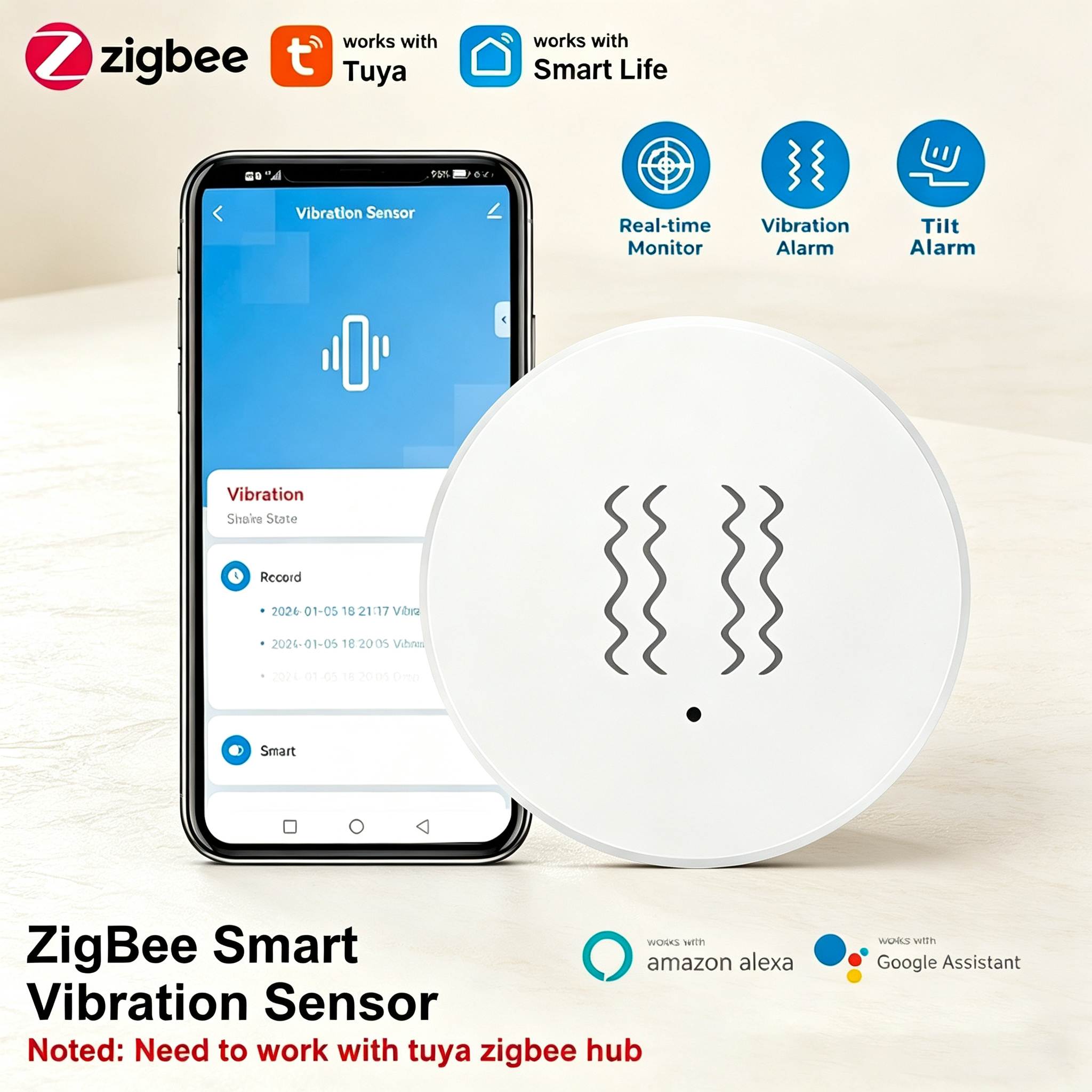 Smart Home Setup - Tuya ZigBee Smart Vibration & Tilt