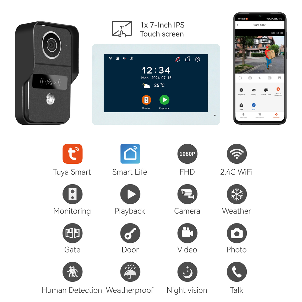 7Inch IPS Screen 2MP  Tuya APP - مراجعة Wifi Doorbell Camera وسعره