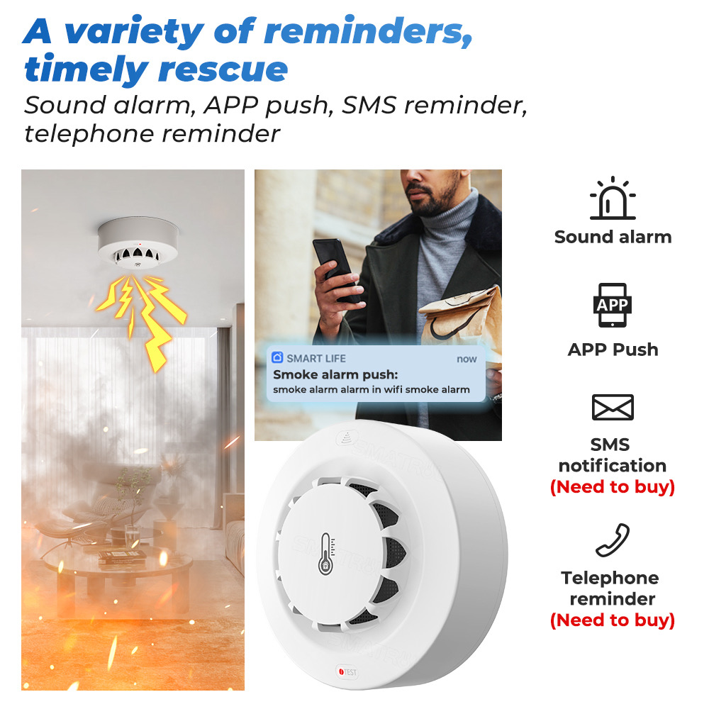Tuya WiFi Temperature and Humi - مراجعة Smart Smoke Detector وسعره