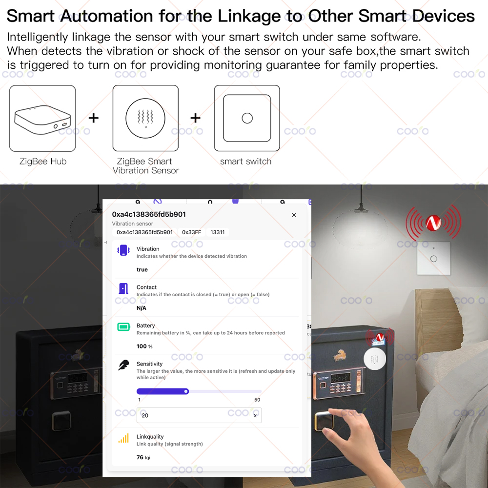 ZigBee 3.0 Vibration Sensor Re - مراجعة Smart Home Setup وسعره