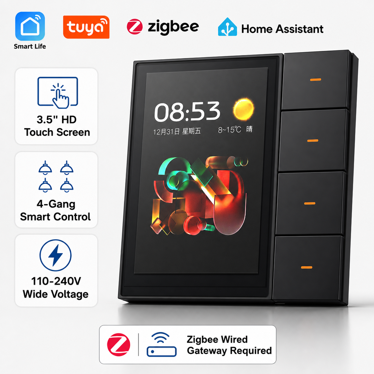F3-pro Tuya Smart Panel ZigBee - مراجعة Smart Home Devices وسعره