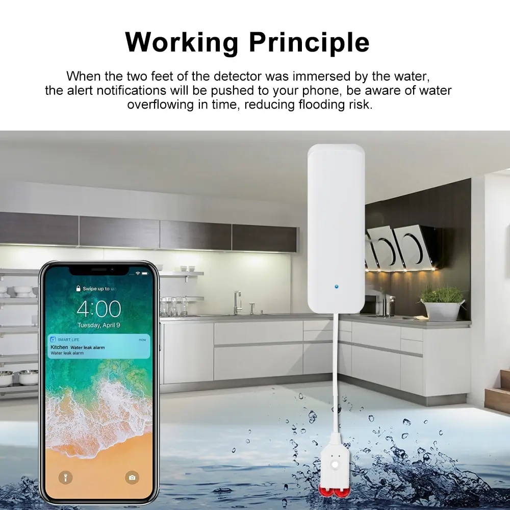 Tuya WiFi Smart Water Leak Sen - مراجعة Smart Home Water Level Sensor وسعره