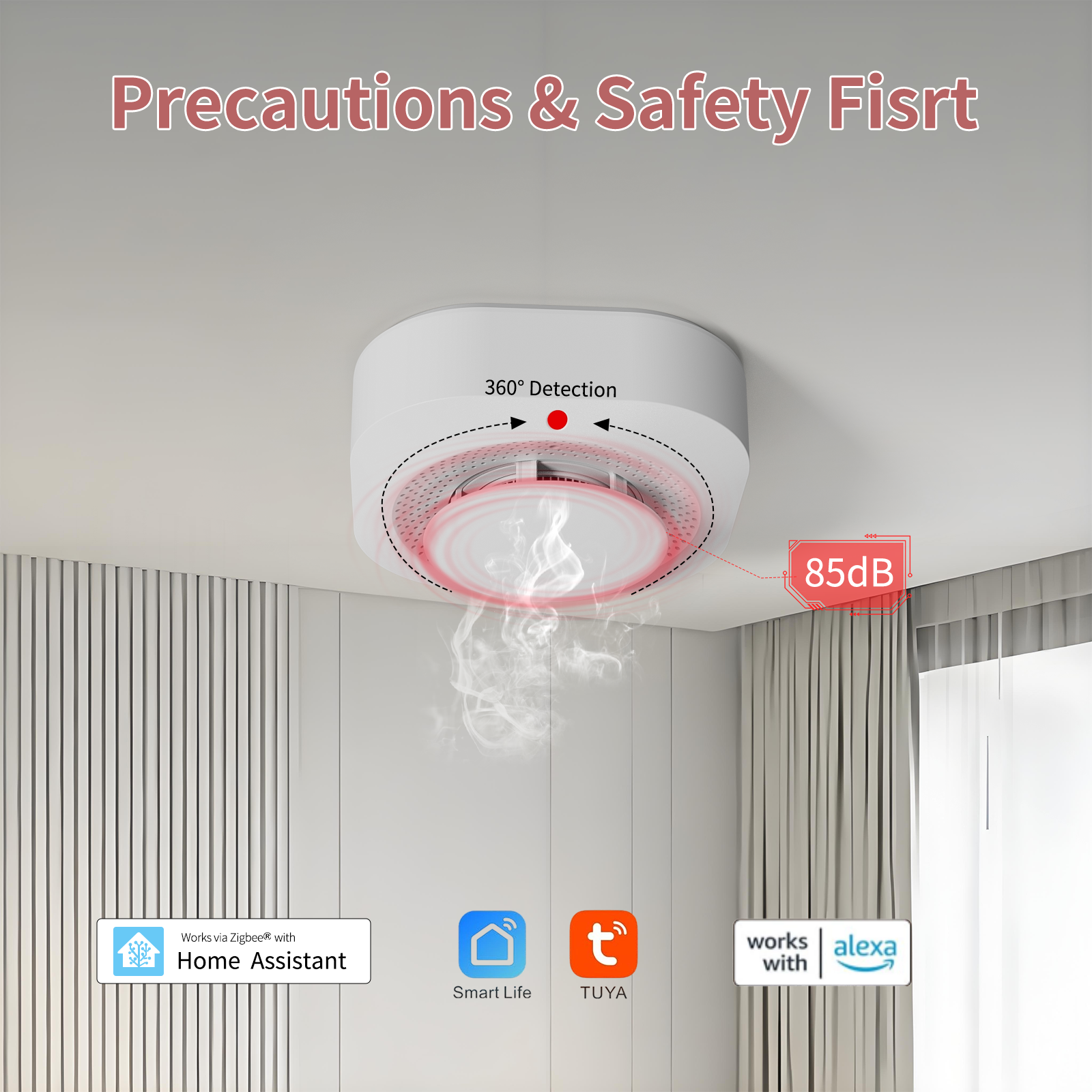 Tuya WiFi Photoelectric Smoke  - مراجعة Smart Smoke Detector وسعره