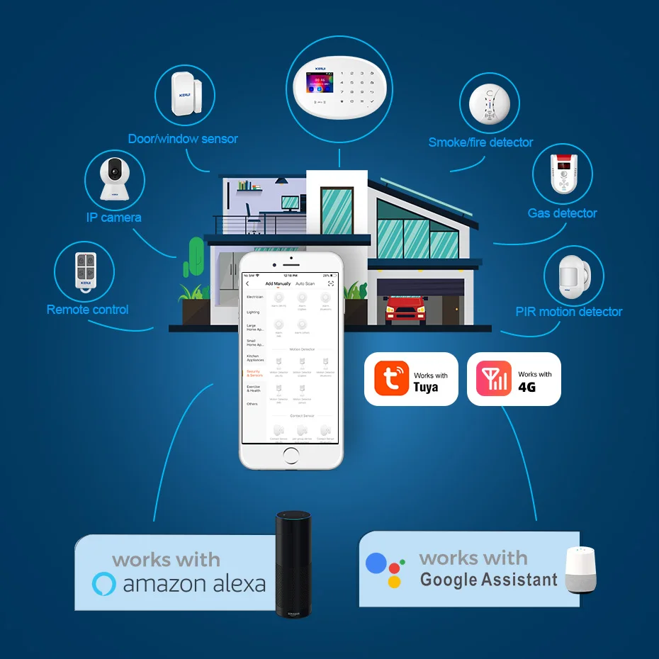 KERUI Tuya Smart Alarm System  - مراجعة Smart Smoke Detector وسعره