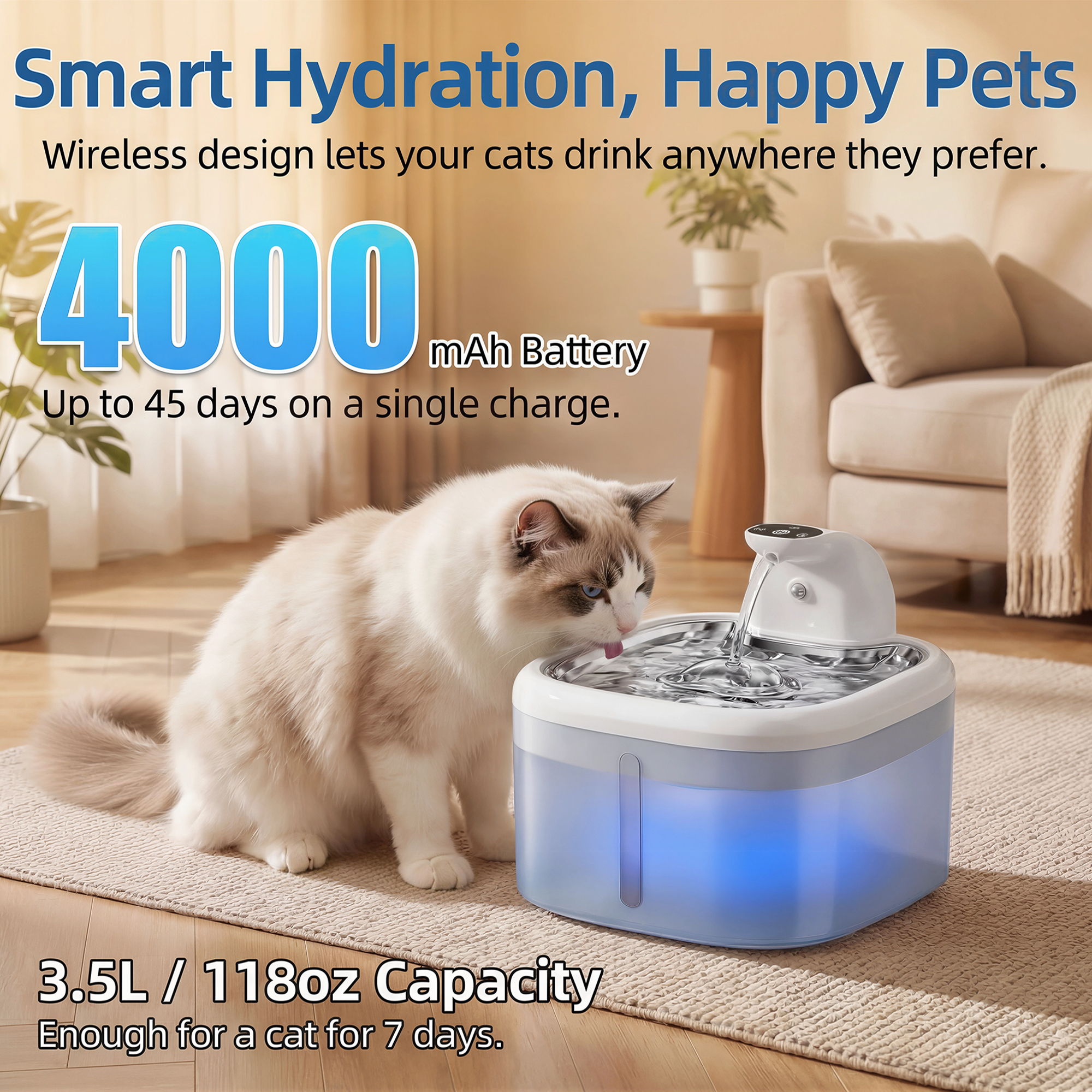 3.5L Wireless Cat Water Founta - مراجعة Home Smart Kettle وسعره