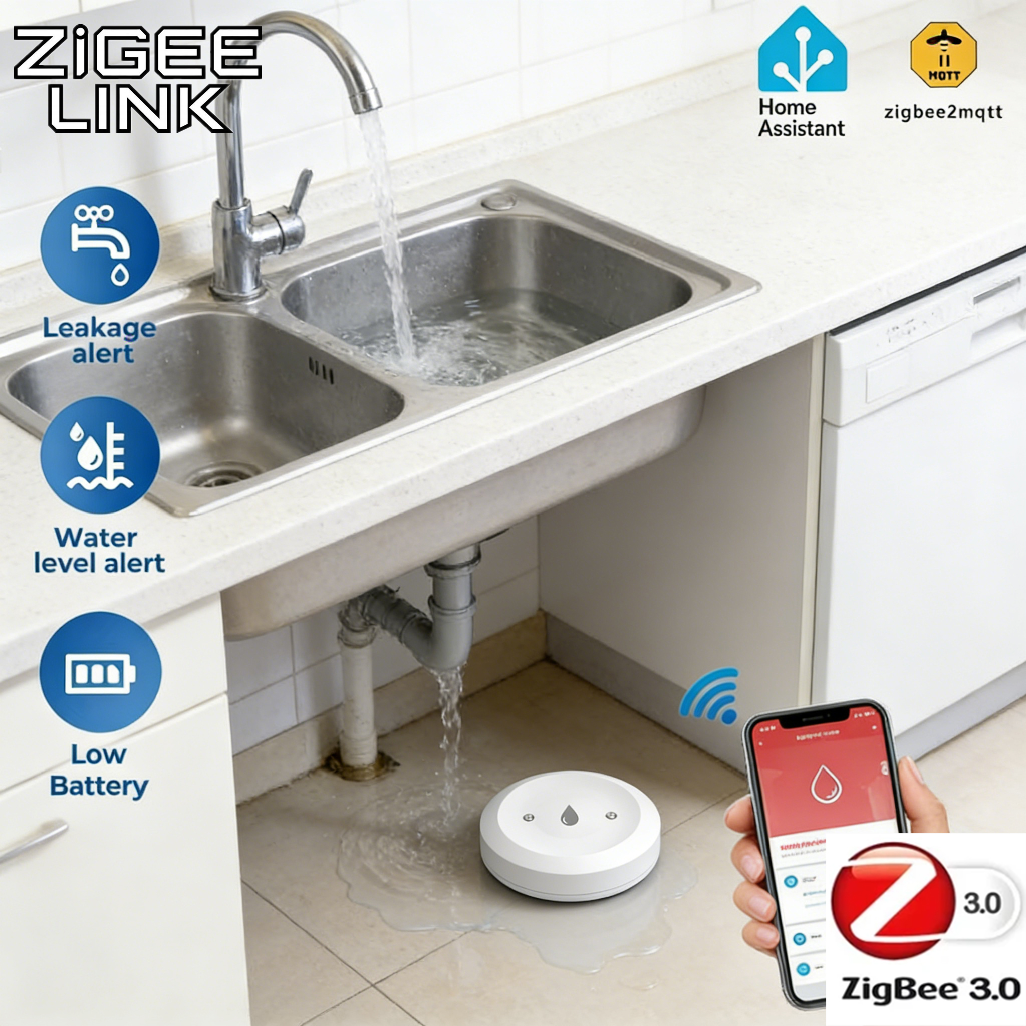 Tuya ZigBee 3.0 Water Leak Det - مراجعة Smart Home Setup وسعره