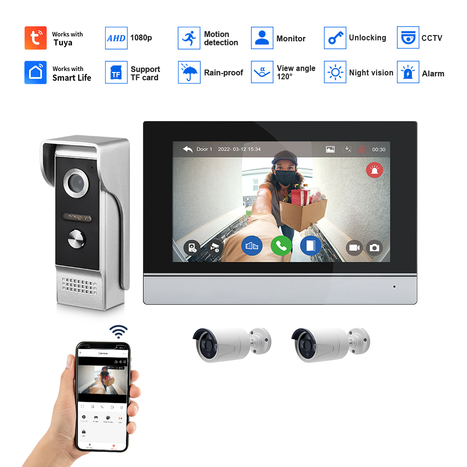 7Inch IPS Screen 2MP  Tuya Rem - مراجعة Wifi Doorbell Camera وسعره